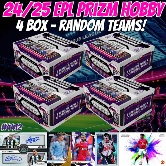Break 4412 - 24/25 EPL Prizm Hobby - 4 BOX - Release Day Random Teams!