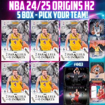 Break 4413 - NBA 24/25 Origins H2 Snake Eyes Hunting - 5 Box - PICK YOUR TEAM!