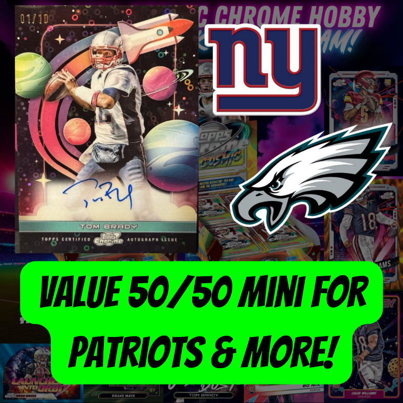 VALUE 50/50 Mini for Patriots & MORE in Break 4421 - 2024 NFL Cosmic Chrome Hobby - 2 Box - Pick Your Team!