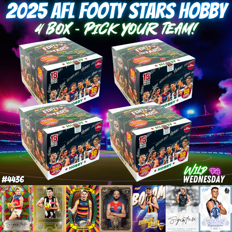 Break 4436 - 2025 AFL Footy Stars Hobby - 4 Box - Pick Your Team!