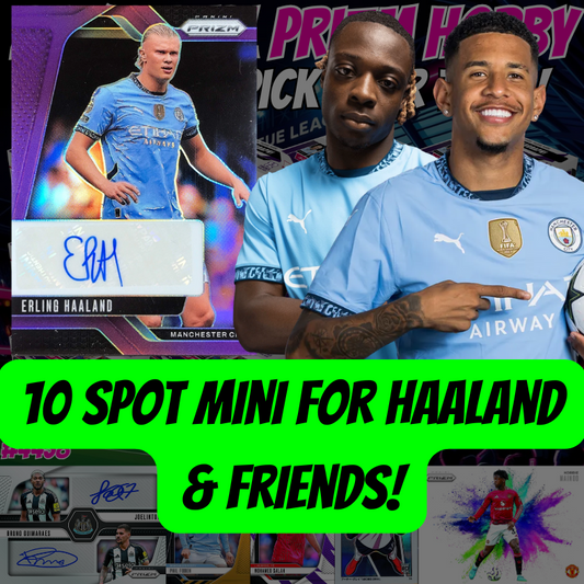 10 Spot Mini for Haaland & Friends in Break 4458 - 24/25 EPL Prizm Hobby - FULL CASE - PYT!