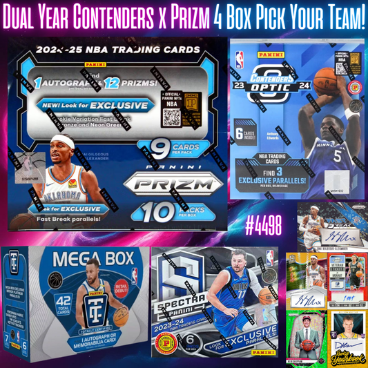 Break 4498 - Dual Year Prizm Fastbreak x Optic Contenders 4 Box - Pick Your Team!