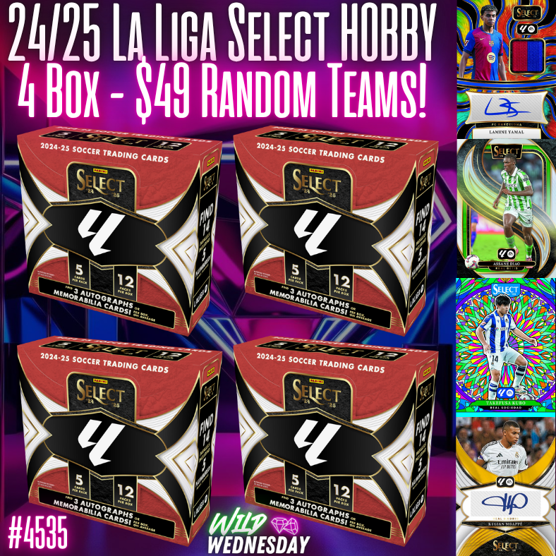 Break 4535 - 24/25 La Liga Select Hobby 4 Box - $49 Random Player/Teams!