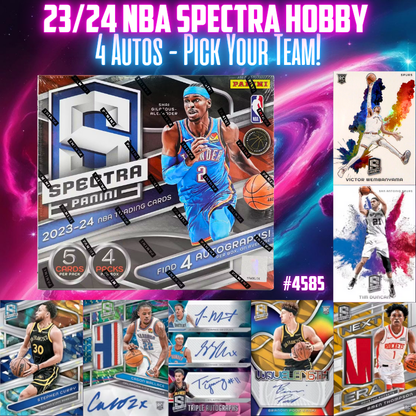 Break 4585 - 23/24 NBA Spectra HOBBY - 4 Autos - Pick Your Team!