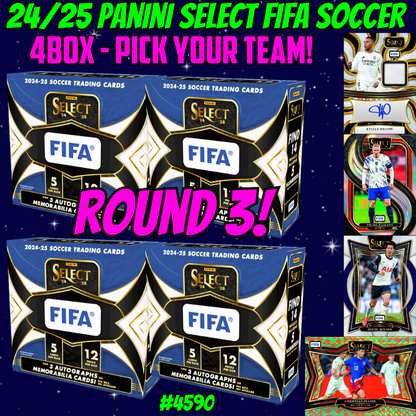 Break 4590 - 24/25 Panini Select FIFA Soccer Hobby - 4box - Pick Your Team! ROUND 3!