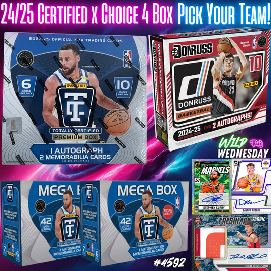 Break 4592 - NBA 24/25 Totally Certified Premium x Donruss Choice 4 Box - Pick Your Team!