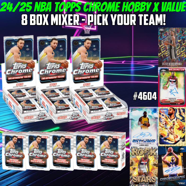 Break 4609 - 24/25 Topps Chrome Basketball Hobby x Value 8 Box Mixer - Pick Your Team!
