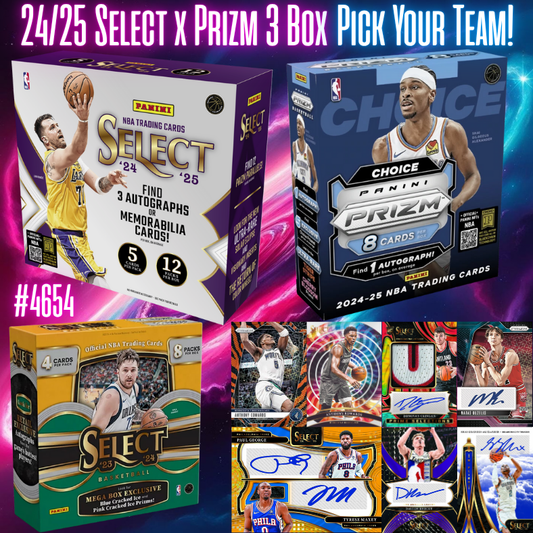Break 4654 - NBA 24/25 Select Hobby x Prizm Choice 3 Box - Pick Your Team!