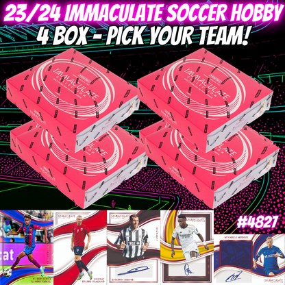 Break 4827 - 23/24 Immaculate Soccer Hobby - 4 Box - Pick Your Team!