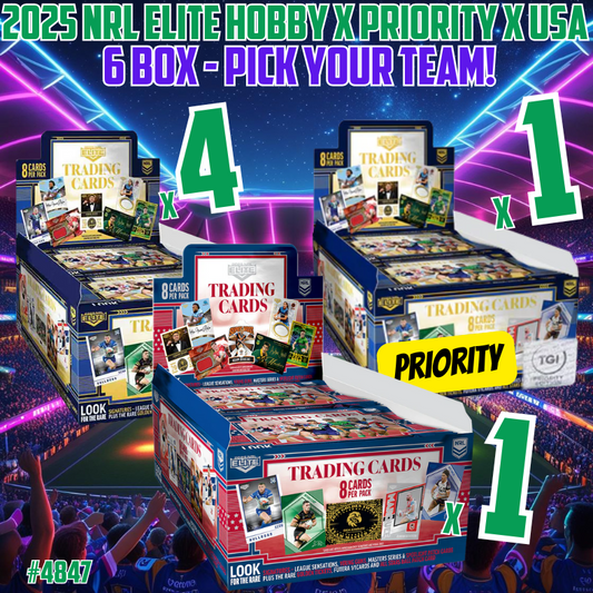 Break 4847 - 2025 NRL Elite Hobby x Priority x USA Edition 6 Box - Pick Your Team!
