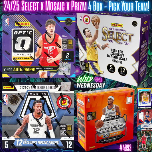 Break 4893 - NBA 24/25 Select x Optic CHOICE x Mosaic Int. Hobby 4 Box - Pick Your Tean!