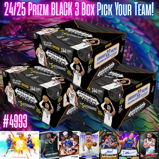 Break 4993 - NBA 24/25 Prizm BLACK Hobby 3 Box - Pick Your Team!