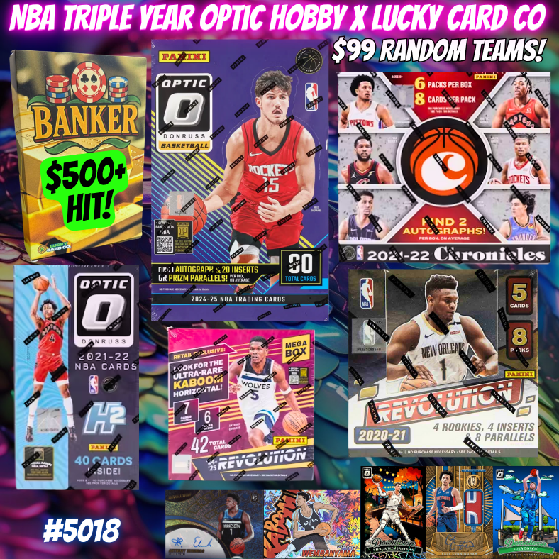 Break 5018 - NBA Triple Year Optic Hobby x Lucky Card Co Random Teams Mixer!