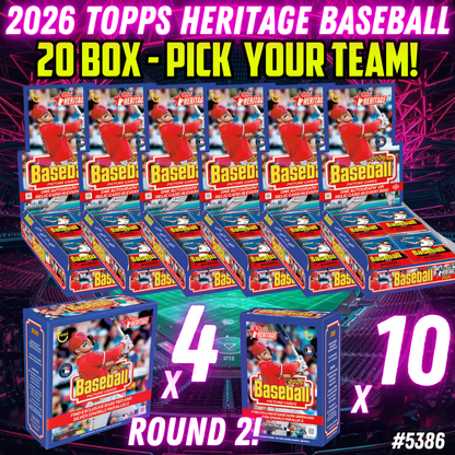 Break 5386 - 2026 Topps Heritage Baseball - 20 Box Mixer - Pick Your Team! ROUND 2!