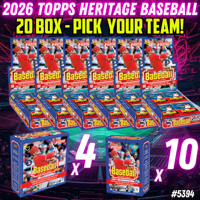Break 5394- 2026 Topps Heritage Baseball - 20 Box Mixer - Pick Your Team!