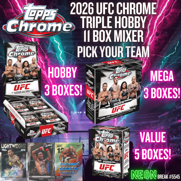 Break 5545 -  2026 UFC Chrome Triple Hobby 11 Box Mixer - Pick Your Fighter!