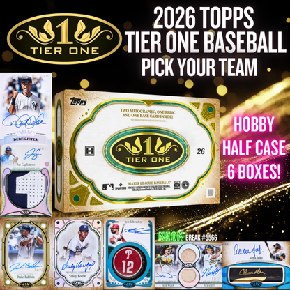 Break 5566 - 2026 Topps Tier One Baseball  HOBBY - HALF CASE - Pick Your Team!