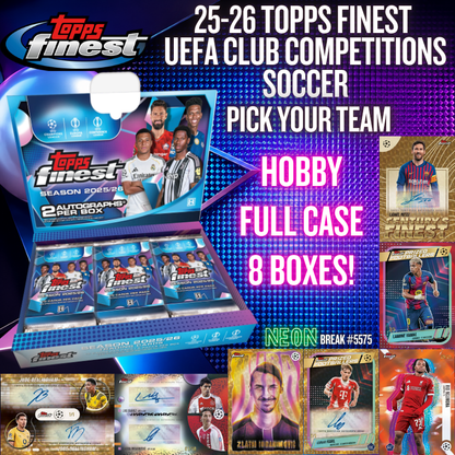 Break 5575 - 25/26 Topps Finest UEFA Club Competitions Soccer  - FULL CASE - Pick Your Team!