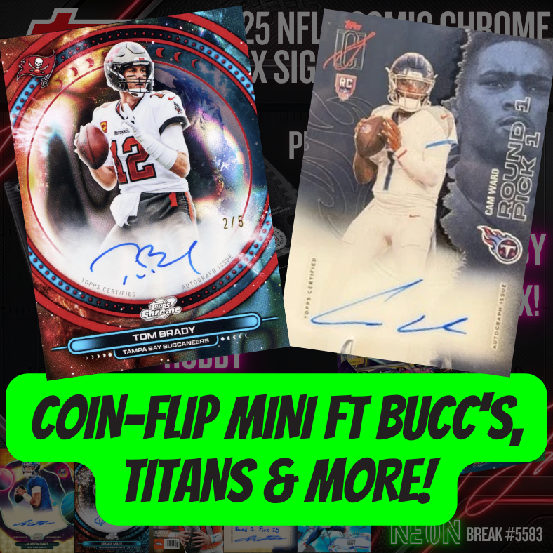 Coin-Flip Mini ft Bucc's, Titans & More in Break 5583 - 2025 NFL Cosmic Chrome x Signature Class Hobby - 3 Box - PYT!