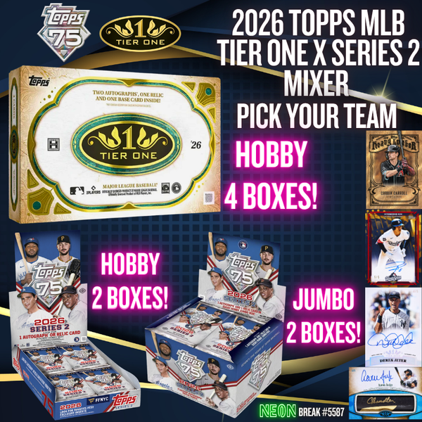 Break 5587 - 2026 Topps MLB Tier One x Series 2 Mixer - 8 Boxes - Pick Your Team!