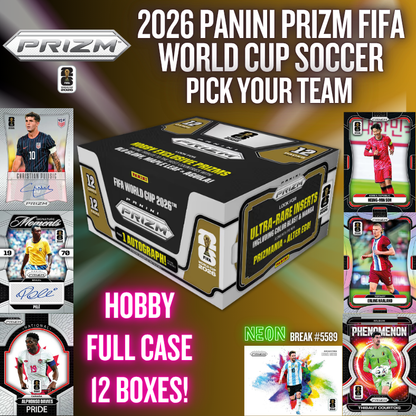 Break 5589 - 2026 Panini Prizm FIFA World Cup Soccer FULL CASE - Pick Your Team!
