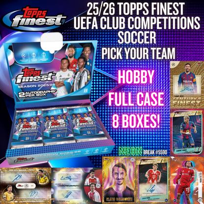 Break 5590 - 25/26 Topps Finest UEFA Club Competitions Soccer  - FULL CASE - Pick Your Team!