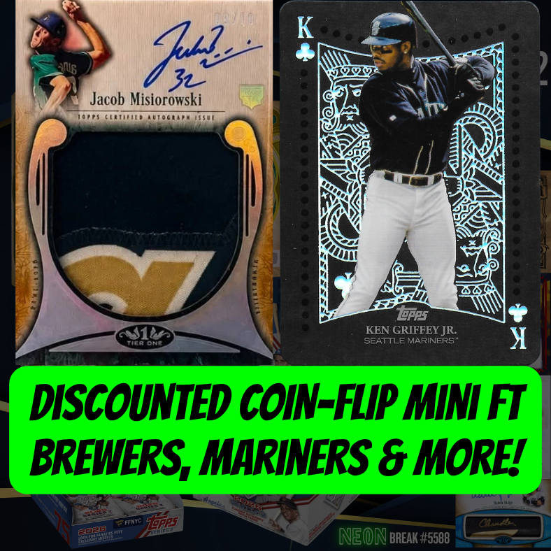Discounted COIN-FLIP Mini ft Brewers, Mariners & More in Break 5588 - 2026 Topps MLB Tier One x Series 2 Mixer - 8 Boxes - PYT!