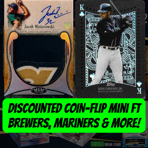 Discounted COIN-FLIP Mini ft Brewers, Mariners & More in Break 5588 - 2026 Topps MLB Tier One x Series 2 Mixer - 8 Boxes - PYT!