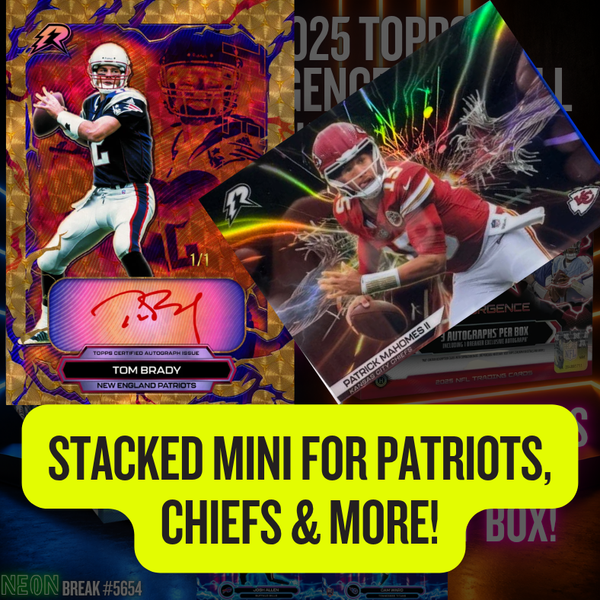 Stacked Mini for PATRIOTS, Chiefs & More in Break 5654 - 2025 NFL Resurgence Breakers Delight x Hobby - PYT!