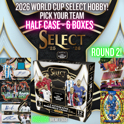 Break 5668 - 2026 Select Road to World Cup Hobby - HALF CASE - Pick Your Team! ROUND 2!