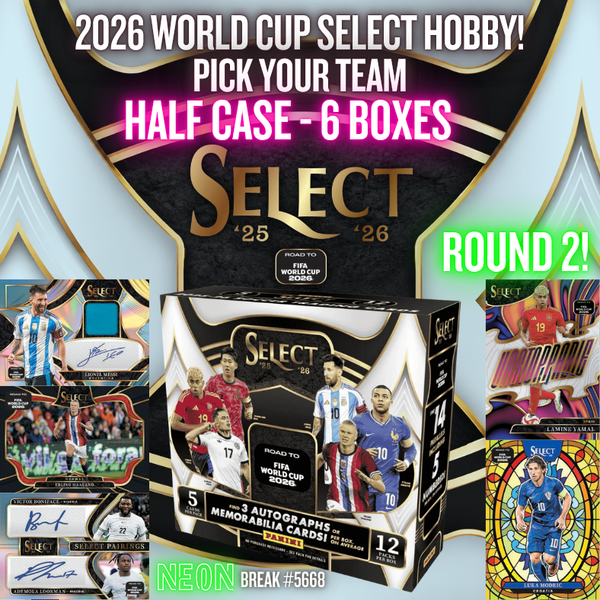 Break 5668 - 2026 Select Road to World Cup Hobby - HALF CASE - Pick Your Team! ROUND 2!