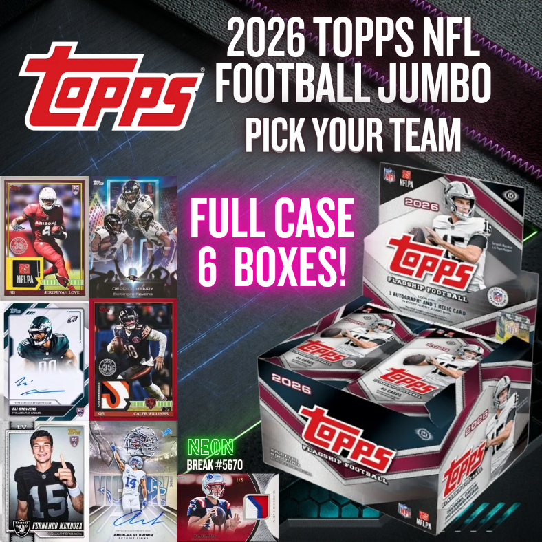 Break 5670 - NEW 2026 Topps NFL Football Jumbo - FULL CASE - Pick Your Team!