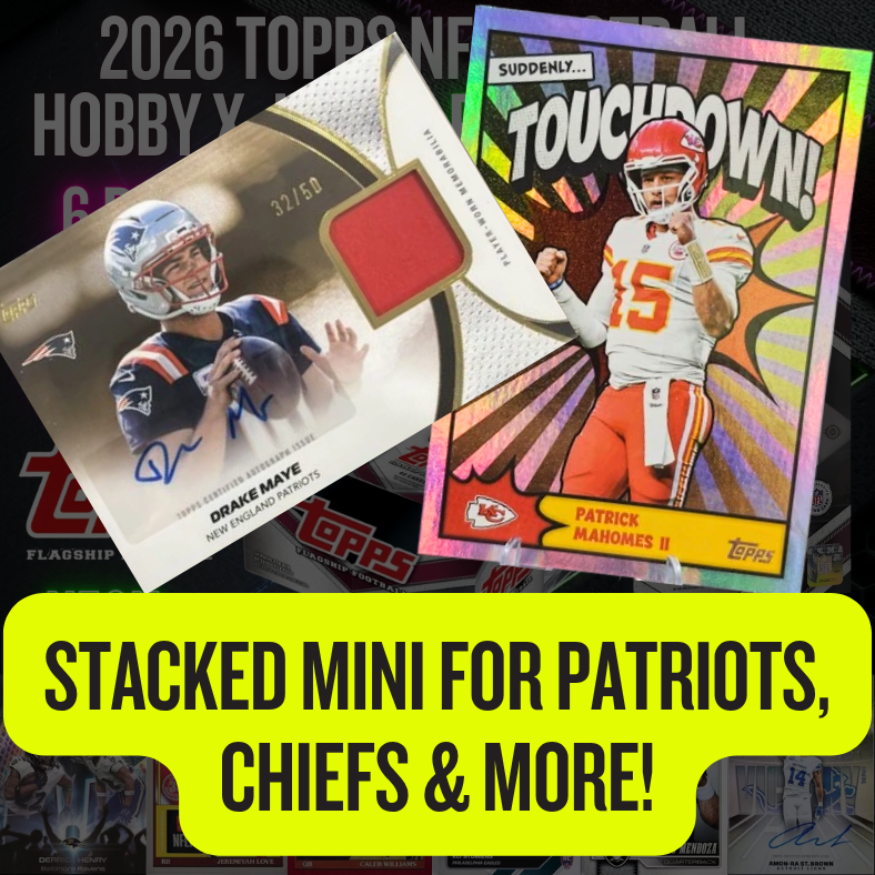 STACKED 50/50 Mini for Patriots, Chiefs & More in Break 5681 - 2026 Topps NFL Football Jumbo x Hobby - 6 BOX - PYT!