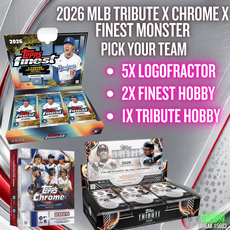 Break 5683 - 2026 MLB Tribute x Chrome x Finest MONSTER - Pick Your Team!