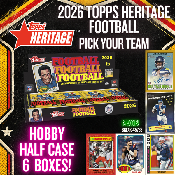 Break 5733 - 2026 NFL Heritage Football HOBBY - Half Case - Pick Your Team!