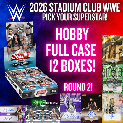 Break 5741 - 2026 WWE Stadium Club Hobby - FULL CASE - Pick Your Superstar! ROUND 2!