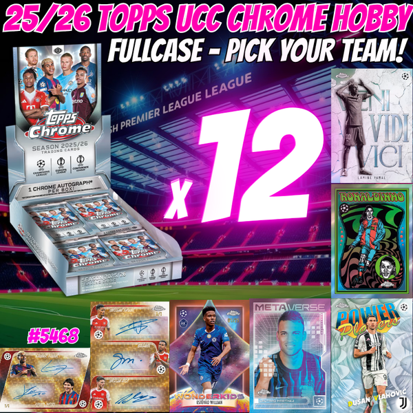 Break 5468 - 25/26 Topps UCC Chrome Hobby FULL CASE - Pick Your Team!