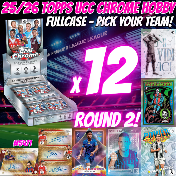 Break 5471 - 25/26 Topps UCC Chrome Hobby FULL CASE - Pick Your Team! ROUND 2!