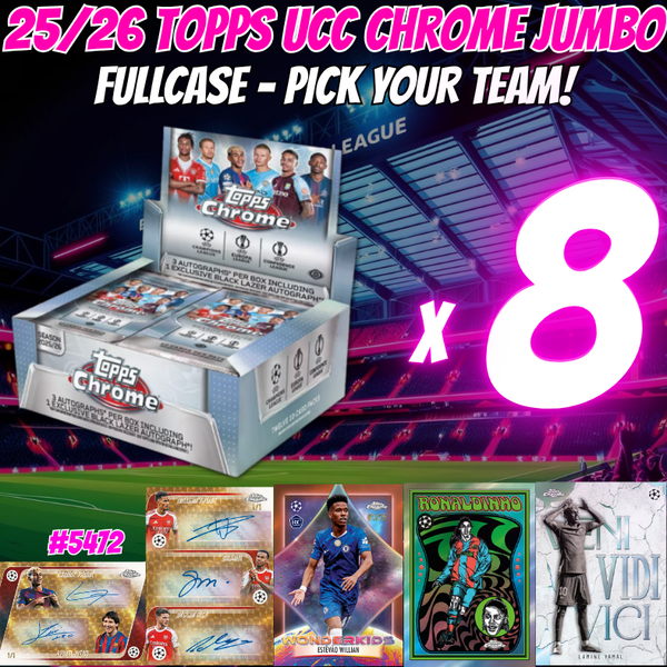 Break 5472 - 25/26 Topps UCC Chrome JUMBO  FULL CASE - Pick Your Team!
