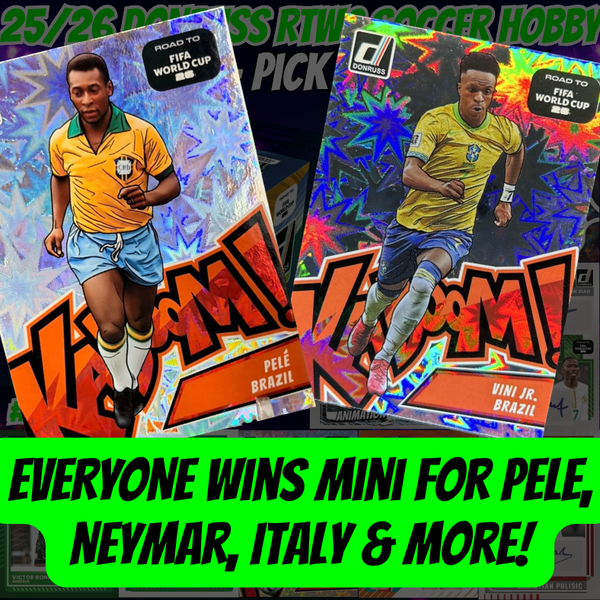 EVERYONE Wins Mini for Pele, Neymar, Italy & More in Break 5464 - 25/26 Donruss RTWC Soccer Hobby - FULL CASE - PYT!