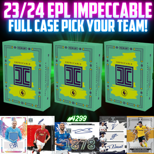 Break 4299 - 23/24 Impeccable Soccer Hobby - Full Case - Pick Your Team