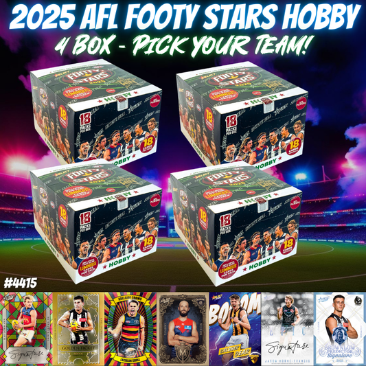 Break 4415 - 2025 AFL Footy Stars Hobby - 4 Box - Pick Your Team!