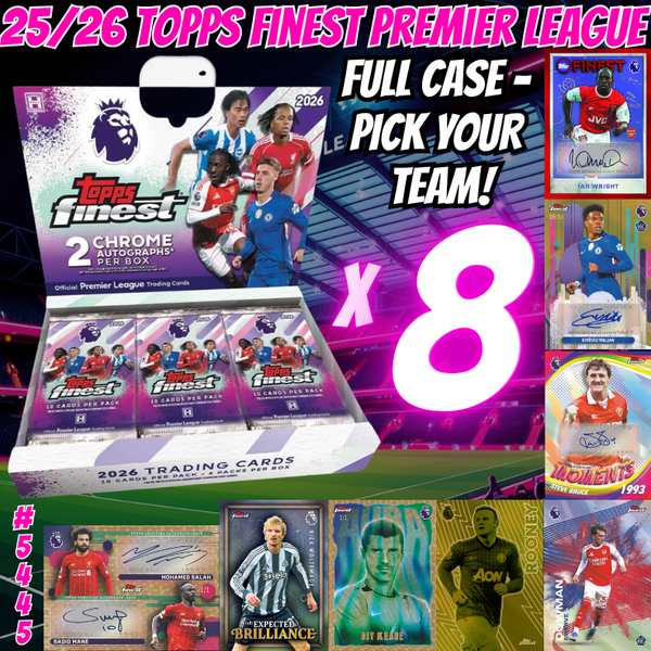 Break 5445 - 25/26 Topps Finest Premier League Soccer - FULL CASE - Pick Your Team!