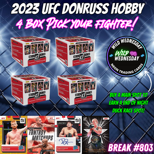 Break 803 - 2023 UFC Donruss Hobby - 4 Box Pick Your Fighter/Weightclass!!