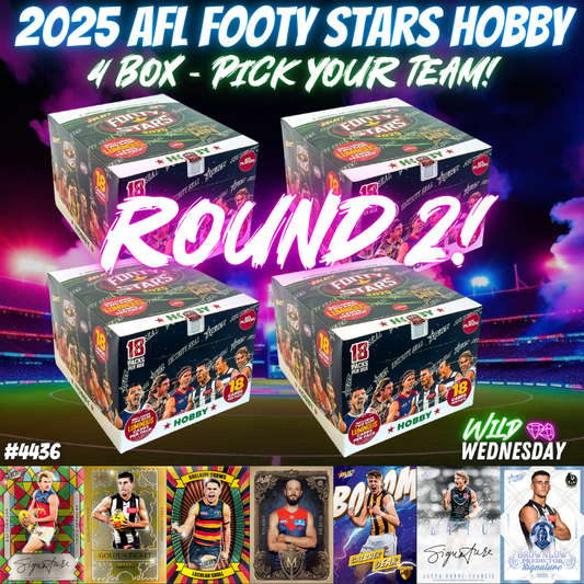 Break 4441 - 2025 AFL Footy Stars Hobby - 4 Box - Pick Your Team ROUND 2