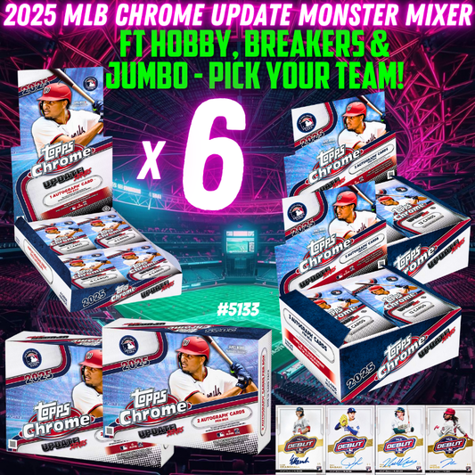 Break 5133 - 2025 MLB Chrome Update MONSTER Mixer ft Hobby, Breakers & Jumbo - Pick Your Team!