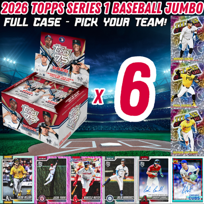 Break 5302 - 2026 Topps Series 1 Baseball Jumbo - Full Case - Pick Your Team!