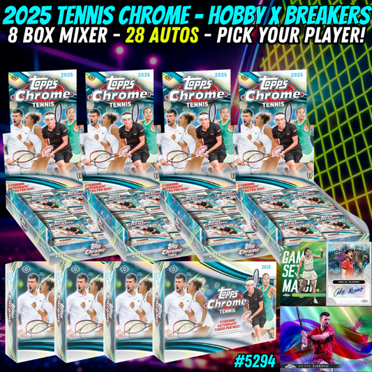 Break 5294 - 2025 Tennis Chrome - Hobby x Breakers 8 Box Mixer - 28 AUTOS - Pick Your Player!
