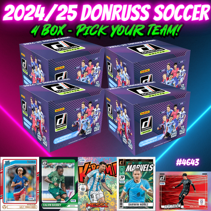 Break 4643 - 24/25 Donruss Soccer Hobby - 4 Box - Pick Your Team!