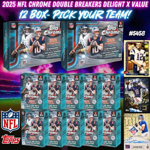 Break 5458 - 2025 NFL Chrome DOUBLE Breakers Delight x 10 Value - PICK YOUR TEAM!